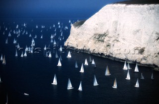 Round the Island Race 1991 - Isle of Wight, UK. Each year 1,500 yachts compete in this annual fleet regatta.