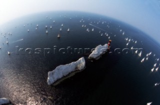 Round the Island Race 1991 - Isle of Wight, UK. Each year 1,500 yachts compete in this annual fleet regatta.