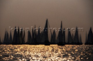 Round the Island Race 1991 - Isle of Wight, UK. Each year 1,500 yachts compete in this annual fleet regatta.