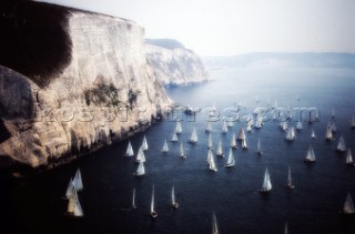 Round the Island Race 1991 - Isle of Wight, UK. Each year 1,500 yachts compete in this annual fleet regatta.