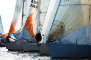 Round the Island Race 1991 - Isle of Wight, UK. Each year 1,500 yachts compete in this annual fleet regatta.