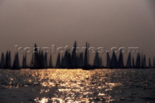 Round the Island Race 1991 - Isle of Wight, UK. Each year 1,500 yachts compete in this annual fleet regatta.