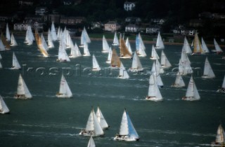 Round the Island Race 1991 - Isle of Wight, UK. Each year 1,500 yachts compete in this annual fleet regatta.