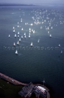 Round the Island Race 1991 - Isle of Wight, UK. Each year 1,500 yachts compete in this annual fleet regatta.