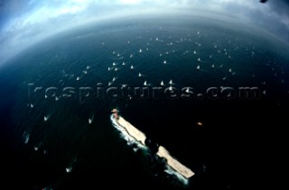 Round the Island Race 1991 - Isle of Wight, UK. Each year 1,500 yachts compete in this annual fleet regatta.