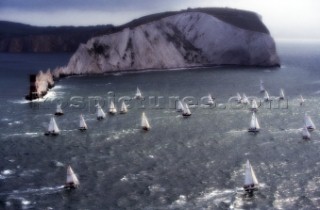 Round the Island Race 1991 - Isle of Wight, UK. Each year 1,500 yachts compete in this annual fleet regatta.