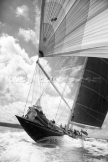 J-Class yacht Velsheda. Classic yachts racing in The Solent