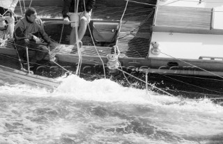 Sparkman and Stephens 53ft yawl Stormy Weather owned by Christopher Spray. Panerai Classics 2015. Classic yachts racing in The Solent