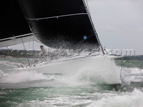 The new custombuilt Frers designed D60 called Spectre owned by Peter Dubens racing in the Royal Yach