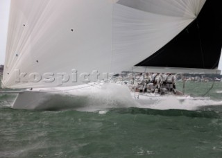 The new custom-built Frers designed D60 called Spectre owned by Peter Dubens racing in the Royal Yacht Squadron Bicentenary Regatta 2015 - Cowes, Isle of Wight, UK