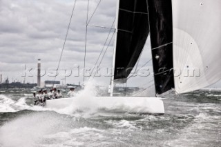 The new custom-built Frers designed D60 called Spectre owned by Peter Dubens racing in the Royal Yacht Squadron Bicentenary Regatta 2015 - Cowes, Isle of Wight, UK