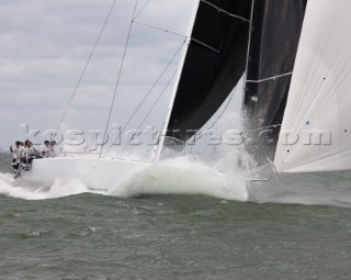 The new custom-built Frers designed D60 called Spectre owned by Peter Dubens racing in the Royal Yacht Squadron Bicentenary Regatta 2015 - Cowes, Isle of Wight, UK