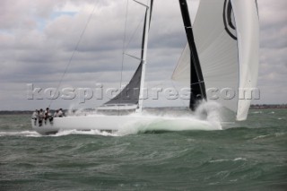 The new custom-built Frers designed D60 called Spectre owned by Peter Dubens racing in the Royal Yacht Squadron Bicentenary Regatta 2015 - Cowes, Isle of Wight, UK