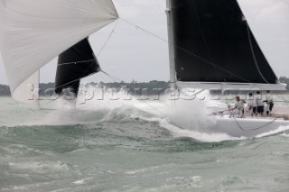 The new custom-built Frers designed D60 called Spectre owned by Peter Dubens racing in the Royal Yacht Squadron Bicentenary Regatta 2015 - Cowes, Isle of Wight, UK