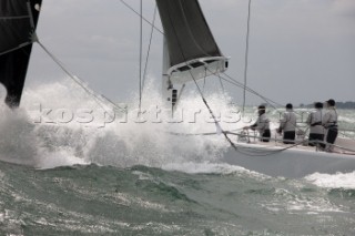 The new custom-built Frers designed D60 called Spectre owned by Peter Dubens racing in the Royal Yacht Squadron Bicentenary Regatta 2015 - Cowes, Isle of Wight, UK