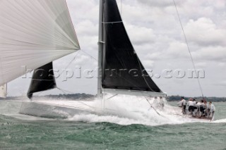 The new custom-built Frers designed D60 called Spectre owned by Peter Dubens racing in the Royal Yacht Squadron Bicentenary Regatta 2015 - Cowes, Isle of Wight, UK