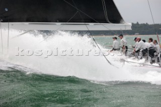 The new custom-built Frers designed D60 called Spectre owned by Peter Dubens racing in the Royal Yacht Squadron Bicentenary Regatta 2015 - Cowes, Isle of Wight, UK