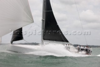 The new custom-built Frers designed D60 called Spectre owned by Peter Dubens racing in the Royal Yacht Squadron Bicentenary Regatta 2015 - Cowes, Isle of Wight, UK