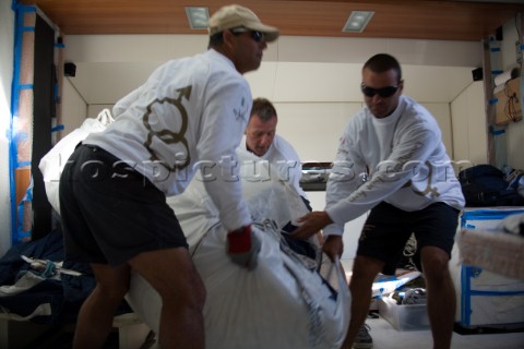 SAINTTROPEZ FRANCE  October 5th The crew onboard the Wally maxi yacht Dangerous But Fun of Monaco ow