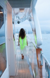 Woman on a superyacht