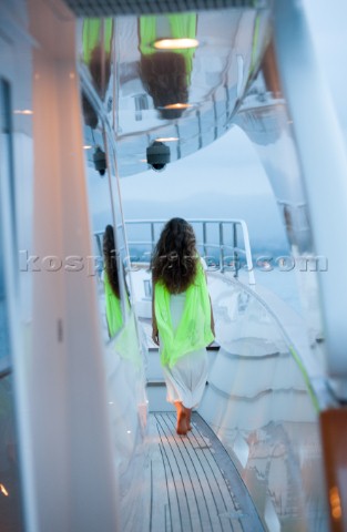 Woman on a superyacht