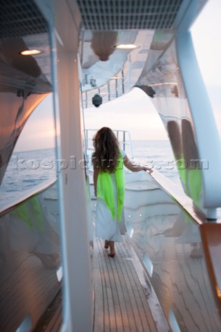 Woman on a superyacht