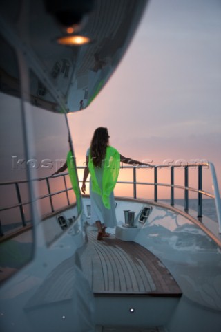 Woman on a superyacht