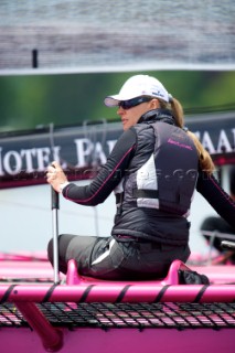 Donnatella Bertarelli. D35 catamaran multihulls racing on the Vulcan Trophy on Lake Geneva