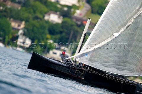 D35 catamaran multihulls racing on the Vulcan Trophy on Lake Geneva