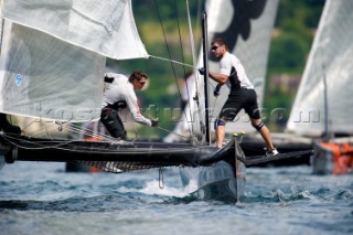 D35 catamaran multihulls racing on the Vulcan Trophy on Lake Geneva