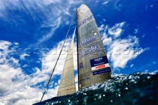 D35 catamaran multihulls racing on the Vulcan Trophy on Lake Geneva