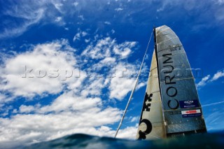 D35 catamaran multihulls racing on the Vulcan Trophy on Lake Geneva