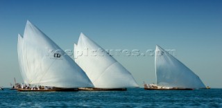 LOUIS VUITTON TROPHY, DUBAI, UNITED ARAB EMIRATES, NOVEMBER 20TH 2010: The crew participating in a traditional dhow race. Louis Vuitton Trophy in Dubai (12 - 27 November 2010).