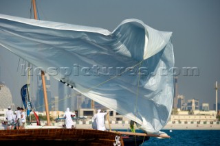 LOUIS VUITTON TROPHY, DUBAI, UNITED ARAB EMIRATES, NOVEMBER 20TH 2010: The crew participating in a traditional dhow race. Louis Vuitton Trophy in Dubai (12 - 27 November 2010).