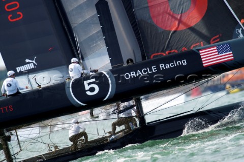 AMERICAS CUP WORLD SERIES PLYMOUTH UK SEPTEMBER 14TH 2011 Oracle Racing Coutts  AC45  the fleet race