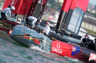 AMERICAS CUP WORLD SERIES, PLYMOUTH, UK, SEPTEMBER 14TH 2011: Artemis Racing - AC45 - the fleet race of the AC World Series day 4, Plymouth, UK.