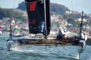 AMERICAS CUP WORLD SERIES, PLYMOUTH, UK, SEPTEMBER 14TH 2011: Oracle Racing Spithill - AC45 - the fleet race of the AC World Series day 4, Plymouth, UK.