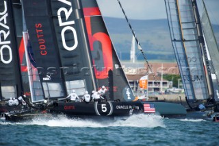 AMERICAS CUP WORLD SERIES, PLYMOUTH, UK, SEPTEMBER 14TH 2011: Oracle Racing Coutts - AC45 - the fleet race of the AC World Series day 4, Plymouth, UK.