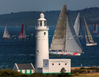 BEAU GESTE, Sail Number: HKG1997, Owner: Karl C L Kwok, Design: Blue Water 80  sailing off the Solent after the start with all the fleet