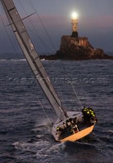 RAN, Sail Number: GBR7236R, Owner: Niklas Zennstrom, Design: JV 72  rounding the Fastnet Rock