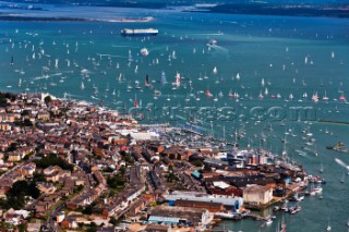 Race Start - Aerial Cowes.  Rolex Fastnet Race 2011.