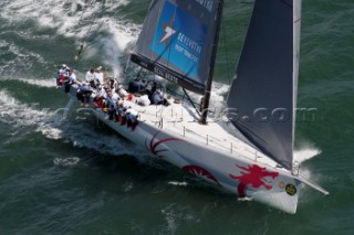 Race Start. Beau Geste, Sail n: HKG1997, Class: IRC Z, Division: IRC, Owner: Karl Kwok & Jim Swartz, Type: Blue Water 80.  Rolex Fastnet Race 2011.