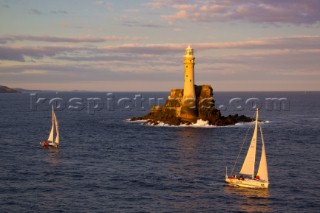 Tarka II Of Hamble, Sail n: GBR1859L, Class: IRC 2, Division: IRC, Owner: Guy Prest, Type: First 40  Sailing West Intuition, Sail n: GBR9383R, Class: IRC 2, Division: IRC, Owner: Paul Adamson, Type: Reflex 38.  Rolex Fastnet Race 2011.