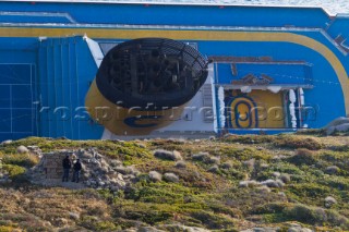 The passenger cruise ship Costa Concordia hit rocks and ran aground at 9.45pm on the Island of Giglio on January 13th 2012. The wrecked ship lays on a reef heeled on its side.