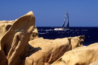 Swan Cup 2000. Fleet of Nautor Swan yachts racing off Porto Cervo