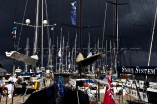 Porto Cervo, Italy. 08/06/2011  LORO PIANA SUPERYACHT REGATTA 2011  Dockside storm approaches