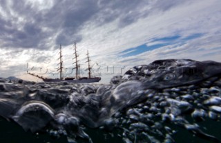 Cisne Branco - tall ship sailing off the coast of Brazil