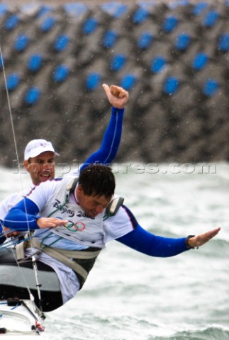 Qingdao  21082008  OLYMPIC GAMES 2008  GOLD MEDAL  Star  Great Britain  Iain Percy and Andrew Simpso