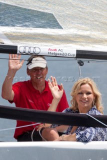 Starnberg, 11/06/10  Audi A1 Melges20 Cup  Jochen Schumann and Veronica Ferres (German Actress)