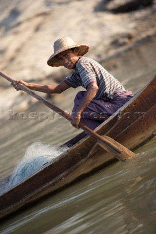 Bagan Myanmar Burma 05 01 07    Fishermans  and sunset on the river